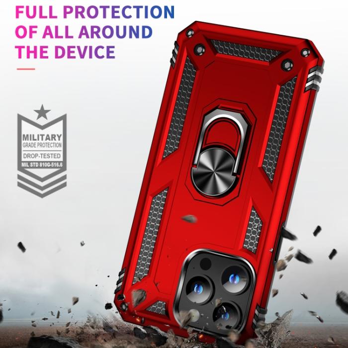 Bild 3, iPhone 15 Pro Max Skal Shockproof Armor Ring Röd