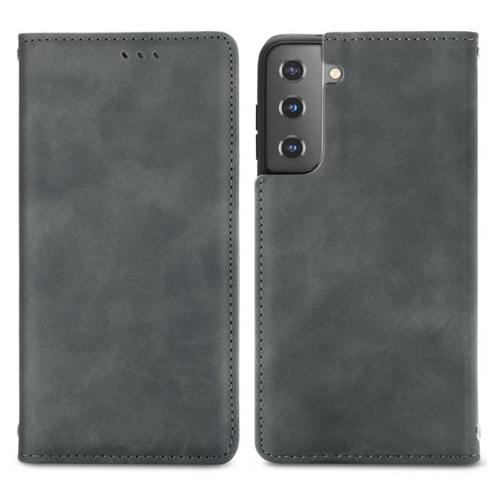Bild 1, Samsung Galaxy S22 Plus Fodral Flip Retro Läder Grå