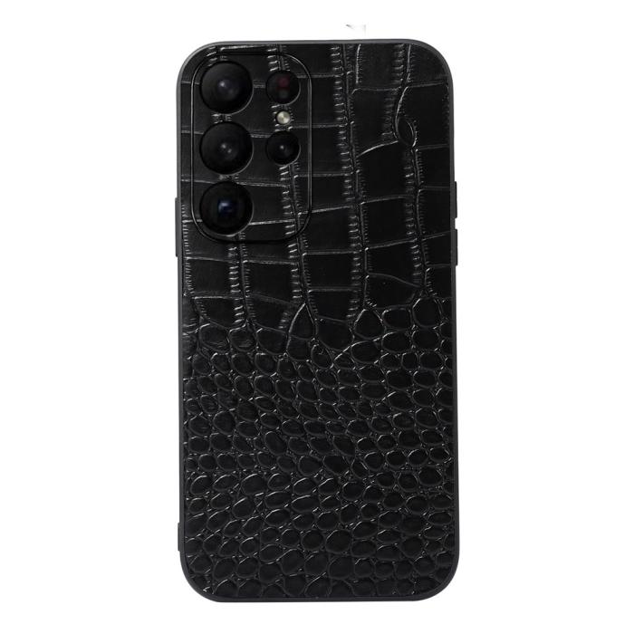 Bild 1, Samsung Galaxy S23 Ultra Skal Äkta Läder Krokodil Textur Svart