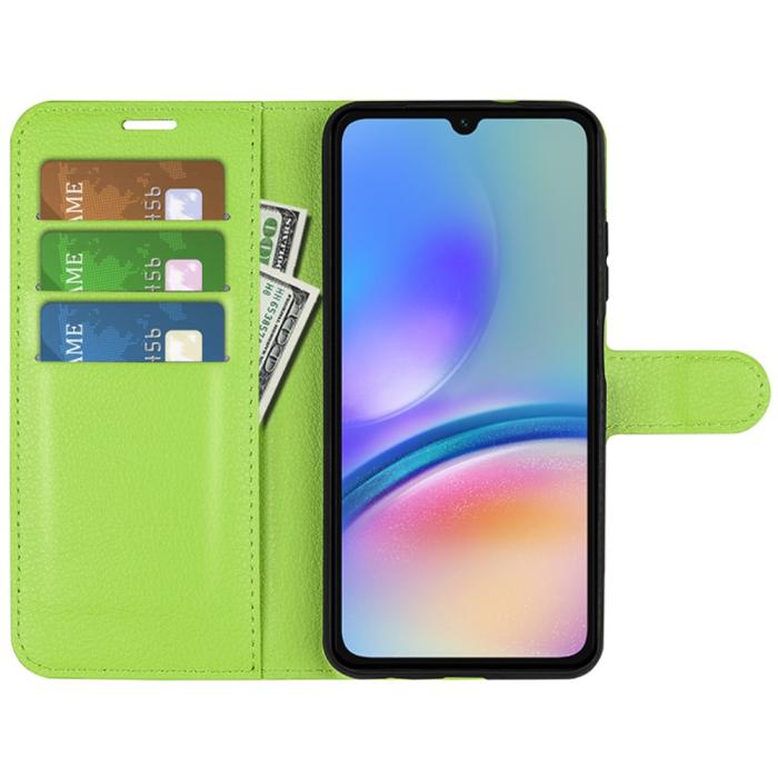 Bild 2, Samsung Galaxy A05s 4G Fodral Litchi Läder Grön