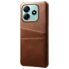 Xiaomi Redmi Note 14 5G Skal L&auml;derbelagt Med Kortfack Brun
