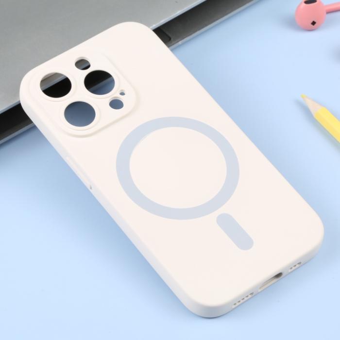 Bild 2, iPhone 15 Pro Skal MagSafe Liquid Silikon Vit