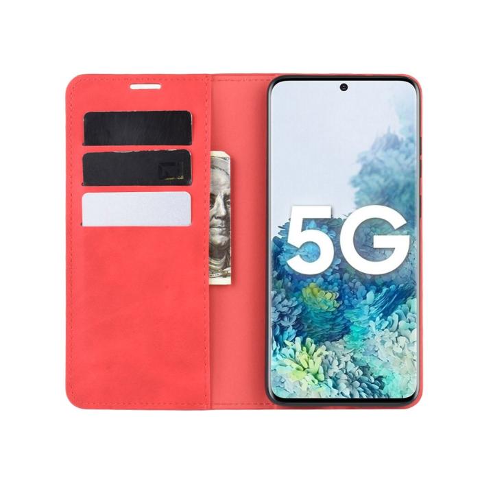 Bild 4, Samsung Galaxy S20 FE - Silkeslent Läderfodral - Röd