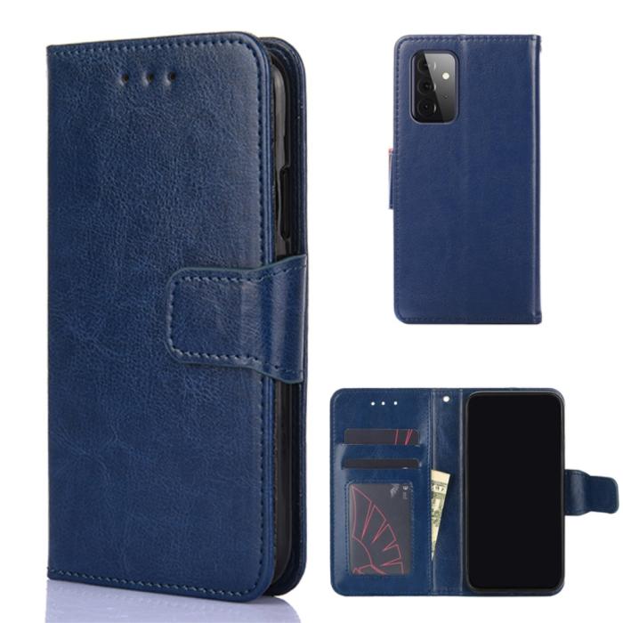 Bild 1, Samsung Galaxy A72 - Solid Läder Fodral - Blå