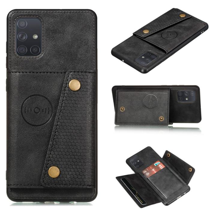 Bild 1, Samsung Galaxy A72 - Läder Skal Med Kortfack Och Magnet - Svart