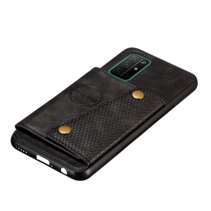 Bild 4, Samsung Galaxy A72 - Läder Skal Med Kortfack Och Magnet - Svart