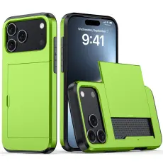iPhone 17 Pro Skal Hybrid Med Kortfack Gr&ouml;n