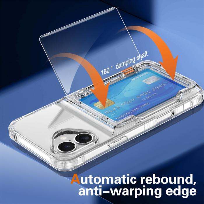 Bild 6, iPhone 16 Skal Kickstand Med Korthållare Transparent
