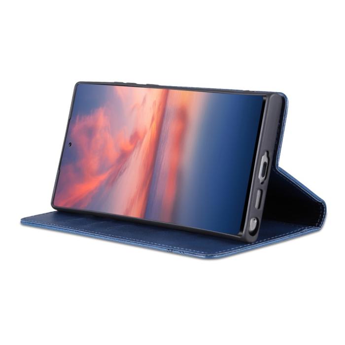 Bild 3, AZNS Samsung Galaxy S23 Ultra Fodral Flip Läder Blå