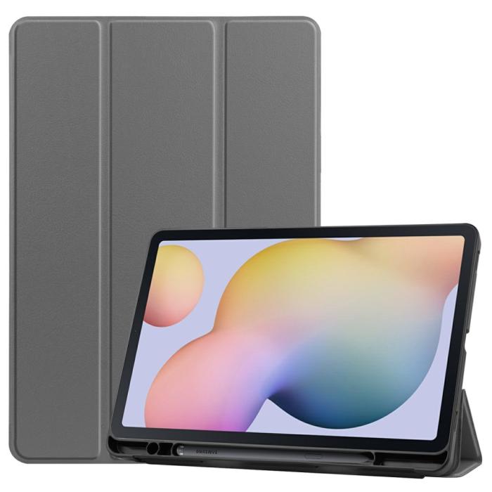 Bild 1, Samsung Galaxy Tab S7 / Tab S8 Fodral Tri-Fold Pennhållare Grå