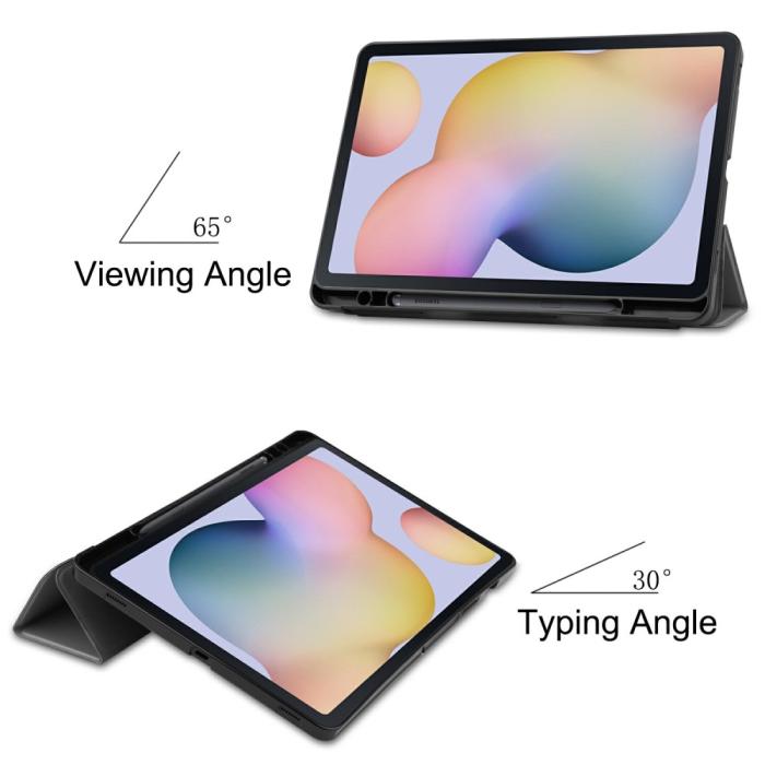 Bild 3, Samsung Galaxy Tab S7 / Tab S8 Fodral Tri-Fold Pennhållare Grå