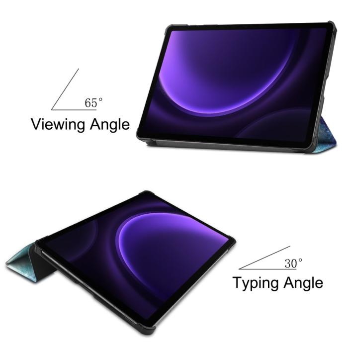 Bild 2, Samsung Galaxy Tab S9 FE Fodral Tri-Fold Läder Cosmic Space