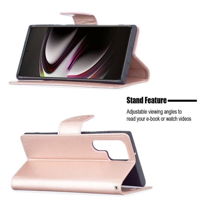 Bild 2, Samsung Galaxy S22 Ultra Fodral Butterfly Roséguld