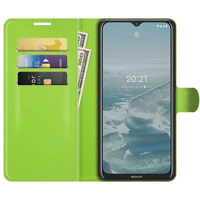 Bild 4, Nokia G10 / G20 Fodral Litchi Läder Grön