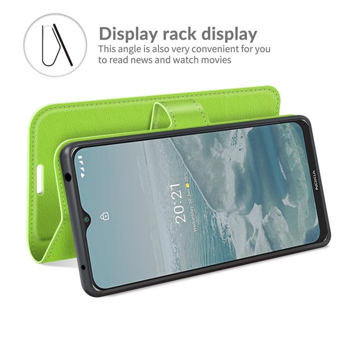 Bild 6, Nokia G10 / G20 Fodral Litchi Läder Grön