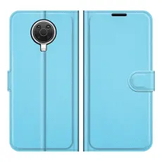Nokia G10 / G20 Fodral Litchi L&auml;der Ljus Bl&aring;