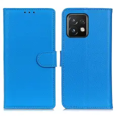 Motorola Edge 40 Pro 5G Fodral Litchi L&auml;der Bl&aring;