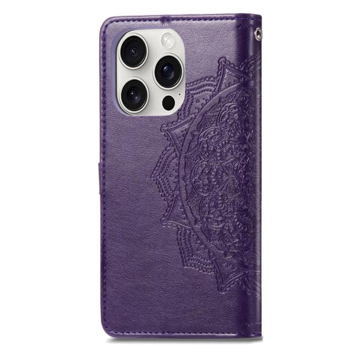 Bild 6, iPhone 16 Pro Max Fodral Mandala Läder Lila