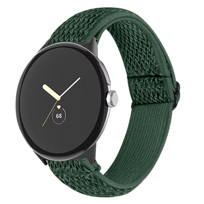 Bild 3, Google Pixel Watch / Watch 2 Justerbart Nylon Armband Grön