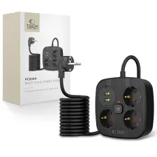 Tech-Protect 2m Förgreningsdosa Med USB-C/USB-A Svart