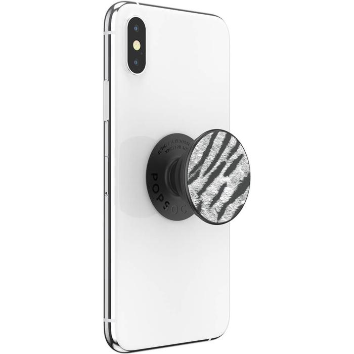Bild 8, PopSockets Avtagbart Grip med Ställfunktion Premium Vegan Leather Zebra