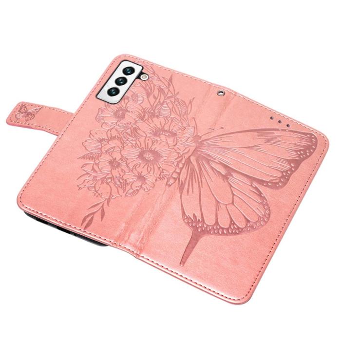 Bild 6, Samsung Galaxy S23 Fodral Fjäril Tryck Roséguld
