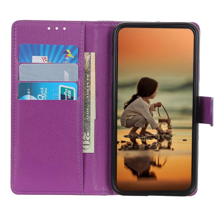 Bild 3, Honor 400 Lite Fodral Litchi Läder Lila