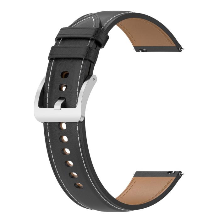 Bild 3, Äkta Läder Armband Smartwatch (22 mm) Svart