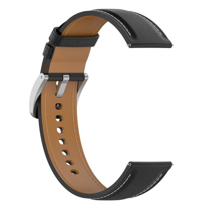 Bild 4, Äkta Läder Armband Smartwatch (22 mm) Svart
