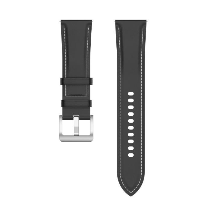 Bild 5, Äkta Läder Armband Smartwatch (22 mm) Svart