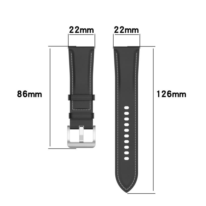 Bild 6, Äkta Läder Armband Smartwatch (22 mm) Svart