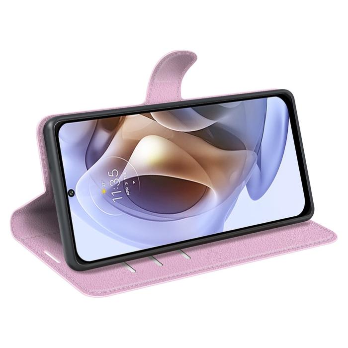 Bild 4, Motorola Moto G31 / G41 Fodral Litchi Textur Ljus Rosa
