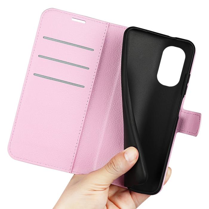 Bild 5, Motorola Moto G31 / G41 Fodral Litchi Textur Ljus Rosa