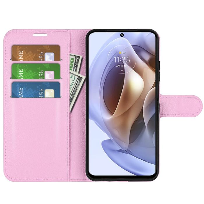 Bild 6, Motorola Moto G31 / G41 Fodral Litchi Textur Ljus Rosa