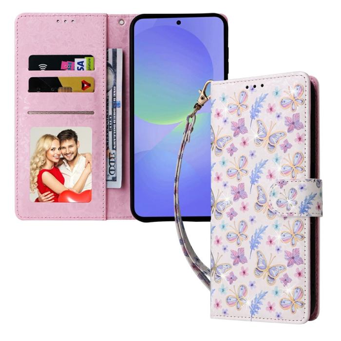 Bild 5, Samsung Galaxy A57 5G Fodral RFID Läder Fjärilar/Blommor