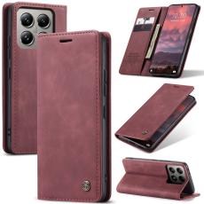 CASEME Xiaomi 14T Pro Fodral Flip L&auml;der Vinr&ouml;d