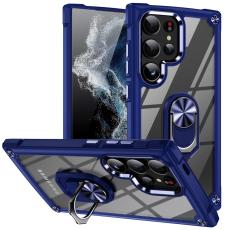 Galaxy S24 Ultra Skal Shockproof Ring Hybrid Blå