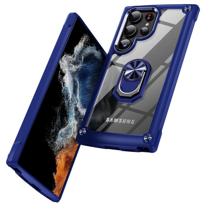 Bild 2, Galaxy S24 Ultra Skal Shockproof Ring Hybrid Blå