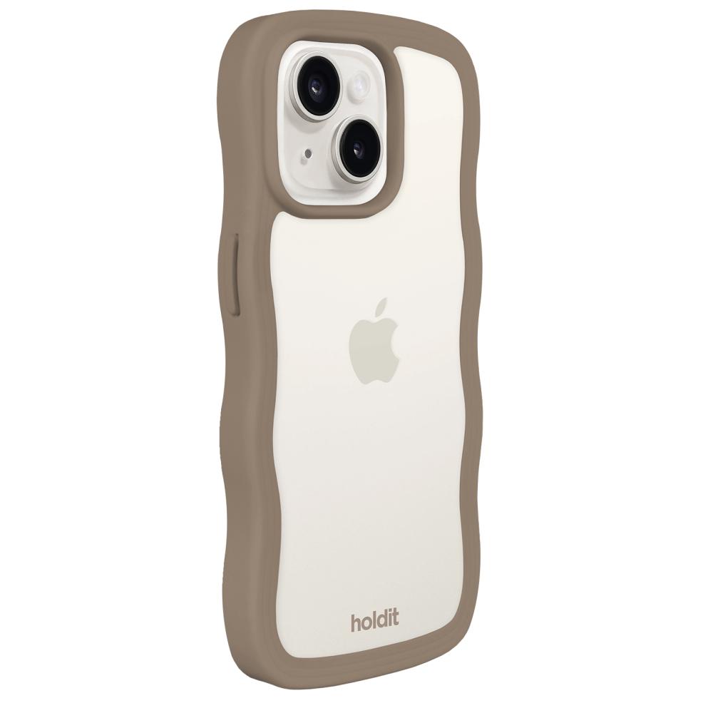 holdit iPhone 15/14/13 Skal Wavy Mocha Brown Transparent