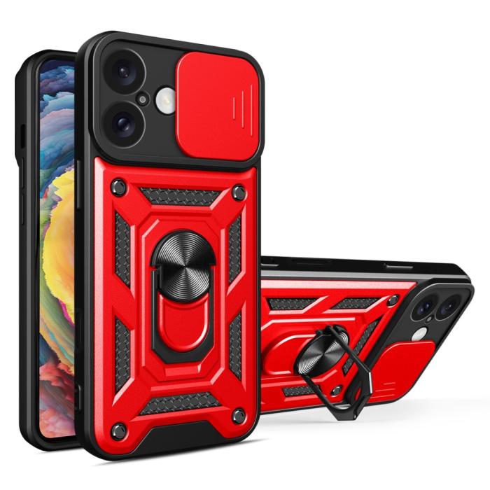 Bild 1, iPhone 16 Skal CamShield Ring Hybrid Röd
