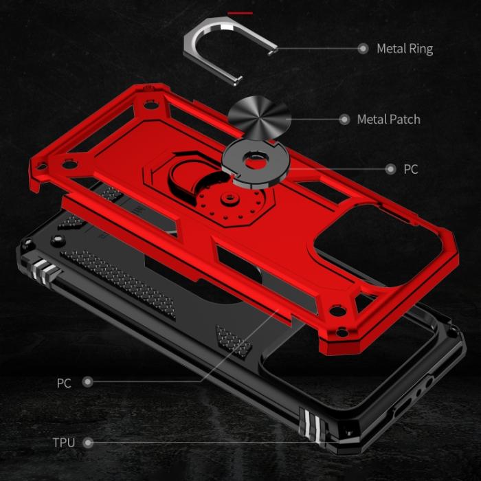 Bild 5, iPhone 15 Pro Max Skal Shockproof Armor Ring Röd