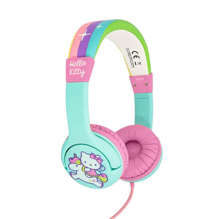 Bild 1, Hello Kitty Hörlur För Barn On-Ear Grön/Rosa Enhörning