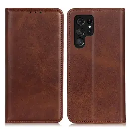 Samsung Galaxy S23 Ultra Flip Fodral Split Läder Brun