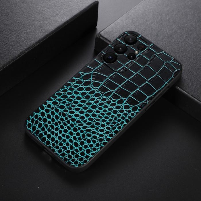 Bild 5, Samsung Galaxy S23 Ultra Skal Äkta Läder Krokodil Textur Brun