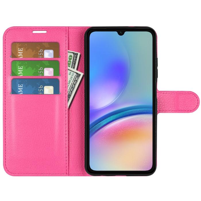 Bild 2, Samsung Galaxy A05s 4G Fodral Litchi Läder Rosa