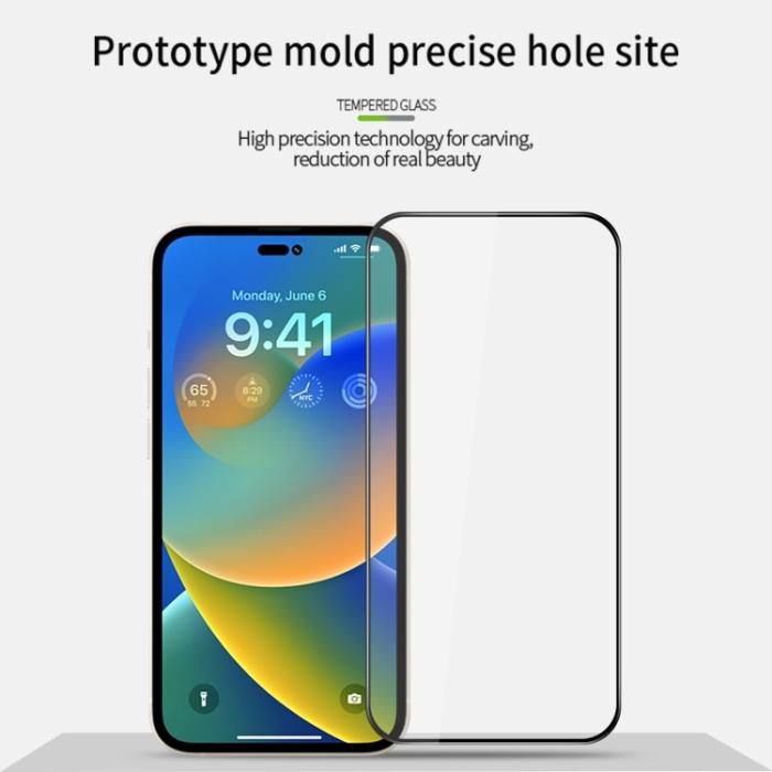 Bild 2, PINWUYO iPhone 14 Pro Max Skärmskydd 3D Heltäckande Härdat Glas