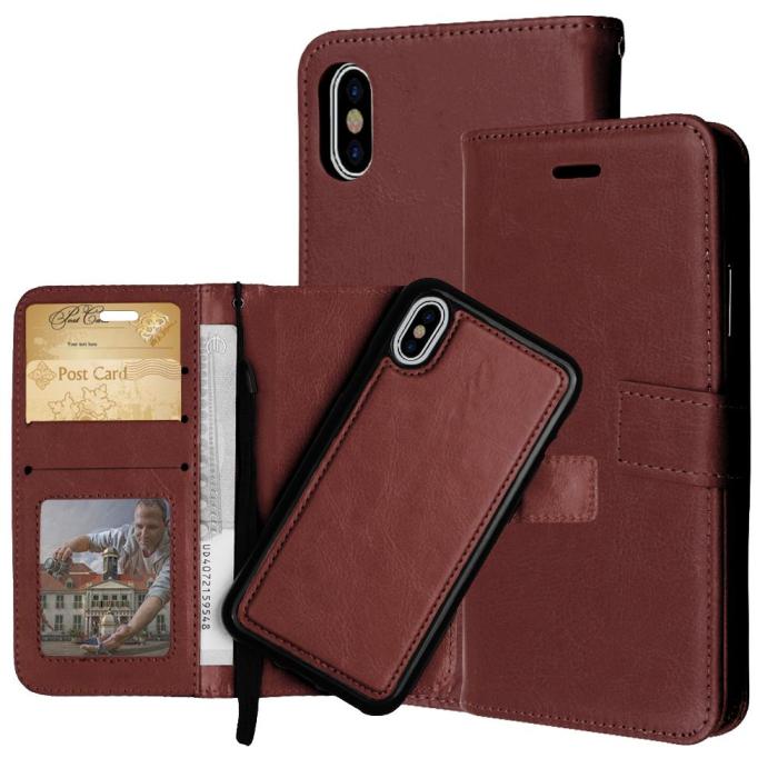 Bild 1, iPhone XR - Fodral / Magnet Skal 2 in 1 - Brun