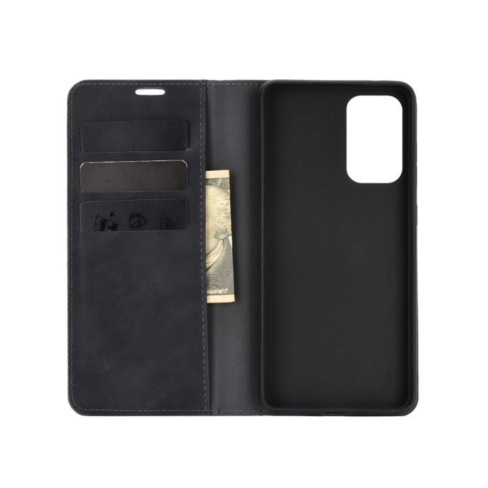 Bild 3, Samsung Galaxy A72 - Silkeslent Läder Fodral - Svart
