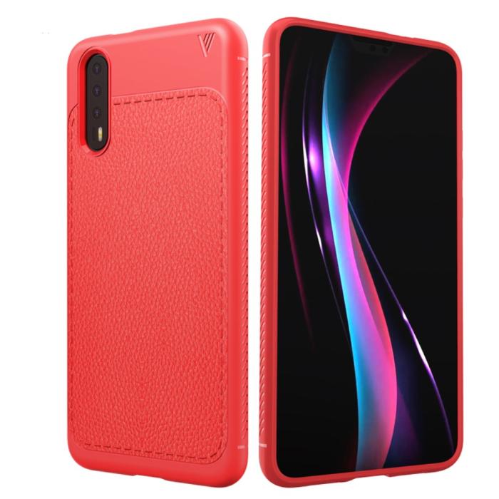 Bild 1, Huawei P20 - LENUO Litchi Skal - Röd