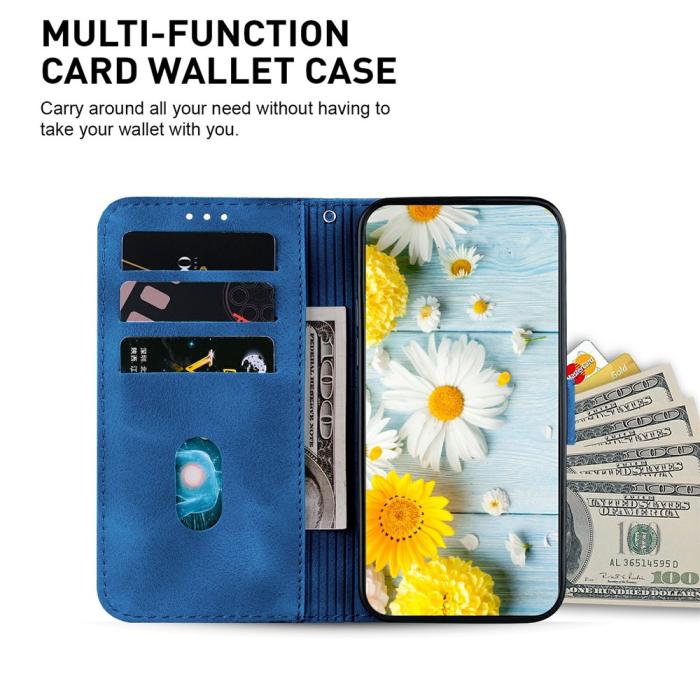 Bild 2, Samsung Galaxy A27 5G Fodral Läder Blommor Mörk Blå
